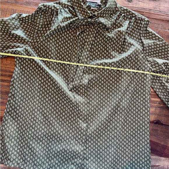 Vintage Florence Alper for Sakowitz Contessa Monique Olive Bow Tie-Neck Size 14 - Picture 8 of 9